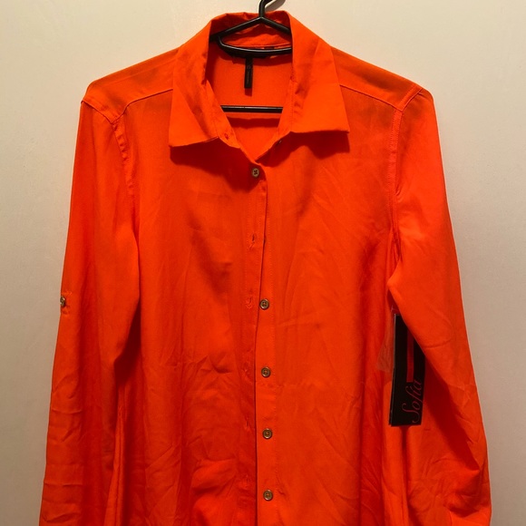 Orange-ish vibrant button down shirt - Picture 1 of 2